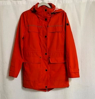 Abrigo de lluvia Michael Kors para mujer con capucha color fruta de la pasión talla mediana Foto 1 de 4