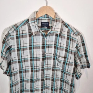 Hackett Mens Linen Shirt Size M Short Sleeve - Picture 1 of 8