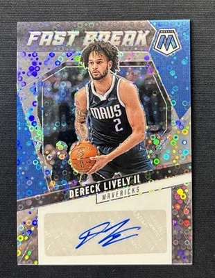 2024-25 Panini Mosaic Dereck Lively II Fast Break Auto Silver Prizm See Descript - Image 1 of 4