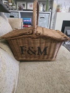 Fortnum and Mason F&M - Picnic Hamper Basket (Empty) Huntsman Wicker Basket - Picture 1 of 15