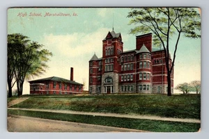 Postal de recuerdo antigua de Marshalltown IA-Iowa, escuela secundaria, vintage - Imagen 1 de 2