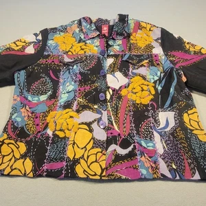 Chaqueta Sandy Starkman De Colección Años 90 100% Seda Bordada Arte Ropa Mujer XL Colorida - Imagen 1 de 9