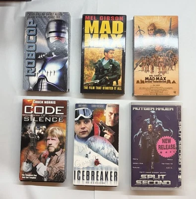 VHS Action Lot Mad Max RoboCop Bruce Campbell Rutger Hauer Chuck Norris 80s 90s - Image 1 of 4