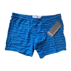 Nwt Perry Ellis XL Blue Striped Cotton Contour Trunk Briefs Underwear 965505 Vtg - Picture 1 of 4