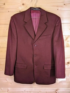 Blazer Pierre Balmain 38R 97 cm Granate Lana Cachemira Chaqueta Calce Clásico 3 Botones - Imagen 1 de 17