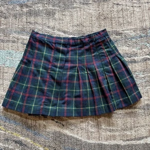 Women's Polo Jeans Co. Ralph Lauren Green Red Wool Plaid Short Mini Skirt Sz 14 - Picture 1 of 7