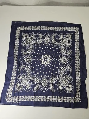 Vintage Tower Bandana Blue  Paisley USA Made Polka Dots 60s NOS - Image 1 of 4