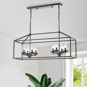 Eudorus 8-Light Brushed Black Chandelier for Dining/Living Room, Kitchen - Picture 1 of 3