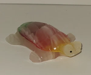 Multicolor Hand Carved Onyx Turtle Figurine/Paper Weight, Stone Carving - Picture 1 of 6