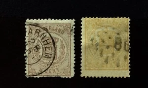 Briefmarke NIEDERLANDE Niederlande 1869-1871 Sc.#17-21.Wappen.1/2c 2c.GEBRAUCHT #OE327 - Bild 1 von 1