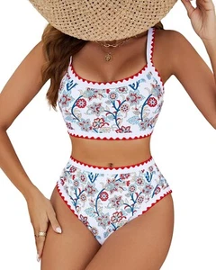 BOHO Style high waisted floral swimsuit NEW Large tummy control - Picture 1 of 8