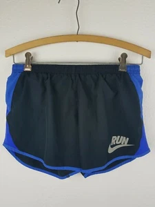 Womens Nike Running Shorts Tempo SZS Black Blue Trim Swoosh Lined Outdoors A25 - Picture 1 of 4