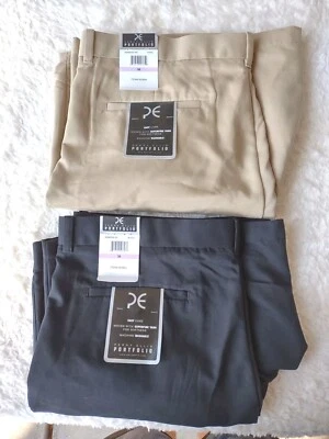 2 Pantalones Cortos Portafolio Perry Ellis Talla 38 Plisados Poliéster Clásicos Negro Tostado Nuevos con Etiquetas Foto 1 de 4