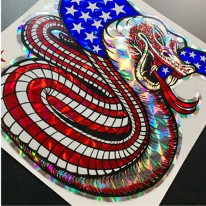 GIANT Vintage SNAKE MOTORCYCLE sticker decal USA patriot prism prismatic America - Picture 1 of 7