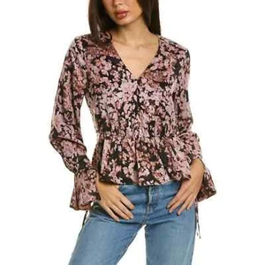 Joe's Jeans Serena seidige Bluse in Drifting Petals Neu mit Etikett - Bild 1 von 11