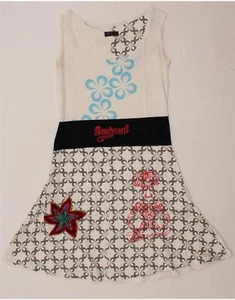 DESIGUAL Girls Graphic Sleeveless A-Line Dress 10-11 Years White Floral BO09 - Picture 1 of 3