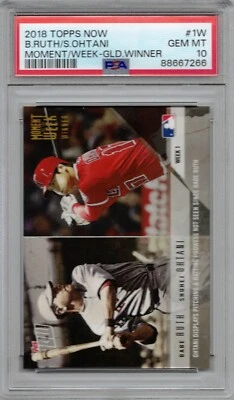 2018 Topps Now Moment Of Week #MOW-1W Babe Ruth Shohei Ohtani Gold Winner PSA 10 - Image 1 of 3