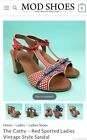 Modshoes The Cathy Red Spotted Vintage Style Sandals Size UK4 Eu37 Sandy Grease