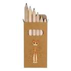 6 x 'Tall Orange Cat' Short 85mm Pencils / Coloured Pencil Set (PE00050400)