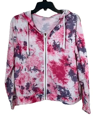 Sudadera con Capucha Tie Dye Talla S Cremallera Completa Rosa Púrpura Blanco Hippie Años 70 Boho Bobbie Brooks Foto 1 de 4