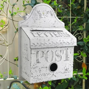 Wall Mounted Mailbox Post Box Vintage Design Post Letter Decorative Iron Mail - Picture 1 of 7