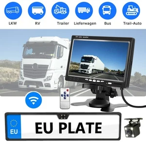 Auto Rückfahrkamera Funk Kabellos Nummernschild Nachtsicht Mit HD LCD 7"Monitor - Bild 1 von 12