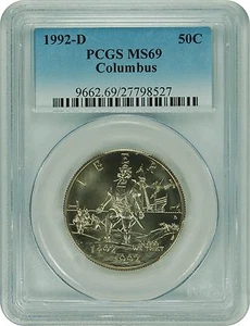 1992-D PCGS MS69 Columbus Half Dollar Commemorative (Faded Label) - Picture 1 of 1