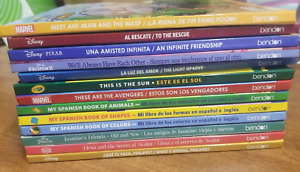 Lot of 13 SPANISH/ENGLISH BILINGUAL Children's Books Disney Marvel Young Reader