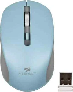 ZEBRONICS Zeb-Jaguar Wireless Mouse, 2.4GHz 4 Buttons (Light Blue + Grey) - Picture 1 of 4