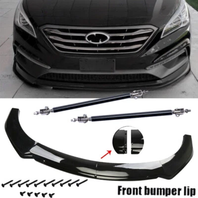 For 2015-2017 Hyundai Sonata Car Front Bumper Lip Spoiler With Strut Rods Foto 1 de 4