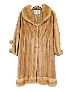 Mink Fur Coat Long KAY ANOS FURS Old Money Grannycore Size M - Picture 1 of 11