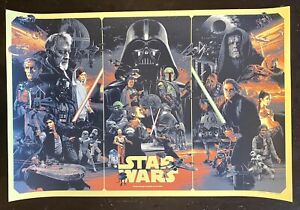 Gabz Star Wars Triptych Poster Print Mondo Bottleneck Bng Coa Luke Skywalker Rey