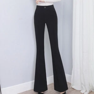 Lady Flared Pants Bell Bottom Stripe Stretch Slim Long Trousers Casual Business - Picture 1 of 15