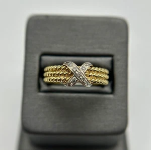 14kt Gelbgold Seil "X" natürlicher Diamant Ring - Bild 1 von 7