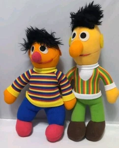 Vintage Hasbro Softies Playskool Sesame Street Bert Ernie Plush 10"-12" Pair - Picture 1 of 7