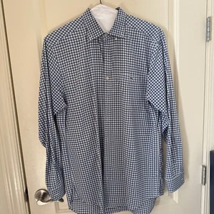Camicia uomo Vineyard Vines grande blu Gingham slim fit Tucker L usata in ottime condizioni lavata a secco - Foto 1 di 5