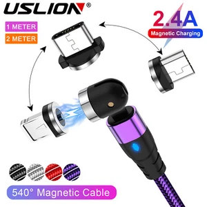 180+360° Magnetic Charging Type-C Micro USB Charger Data Cable For iOS Android - Picture 1 of 30