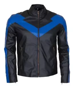 NightWing Costume Real Leather Jacket Halloween Special Dick Grayson Jacket - Picture 1 of 4