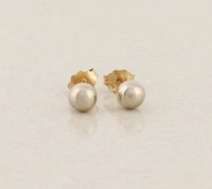 14k Yellow Gold 4.8mm Ball Bead Earrings Stud Post - Picture 1 of 8