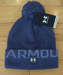 NWT UNDER ARMOUR Mens "HalfTime Pom" Knit Beanie Hat w/Fleece Lining-OSFM @$28 - Picture 1 of 4