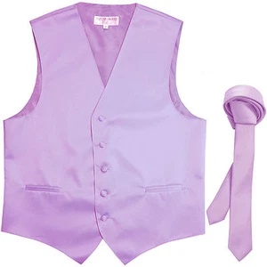 New Men's Formal Tuxedo Vest Waistcoat_1.5" skinny Necktie lavender wedding - Picture 1 of 4