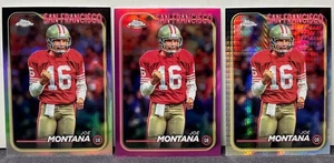 3 Joe Montana 2024 Topps Chrome Refractor Lot Pink Prism Refractor 49ers - Picture 1 of 5