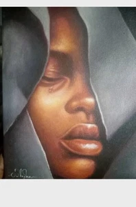 Original Haiti Gemälde IN TRÄNEN Acryl auf Leinwand Künstler Bogenschütze 10" x 8" NEU - Bild 1 von 8