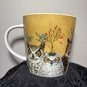 New Bone China Porcelain Owl Themed Mug By Vicki Sawyer - Picture 1 of 8