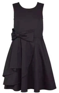NWT Bonnie Jean Girls 8 Sleeveless Black Scuba Cascade Ruffle Bow Dress - Picture 1 of 3