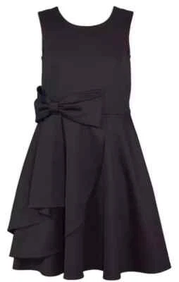 NWT Bonnie Jean Girls 7 Sleeveless Black Scuba Cascade Ruffle Bow Dress - Image 1 of 3