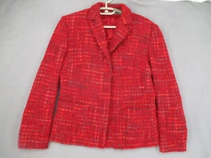 Marks & Spencer Blazer Womens 10 Red Tweed Wool Career Office Corporate Work - Picture 1 of 20