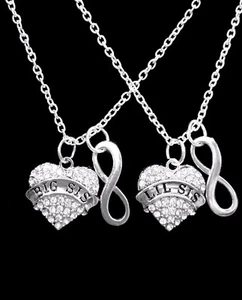Sister Necklace Set Big Sis Lil Sis Gift Sister Christmas Gift Jewelry - Picture 1 of 1
