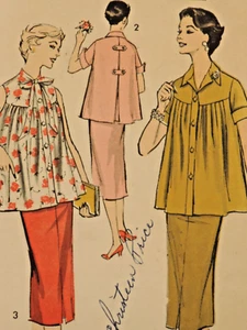 1950s Miss Advance #8152 Easy Maternity Blouse & Slim Skirt Sz 10 B31 Complete - Picture 1 of 7