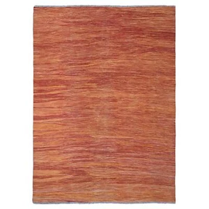 Alfombra de lana afgana hilada a mano diseño liso naranja ámbar 9'x12' R20094 - Imagen 1 de 11